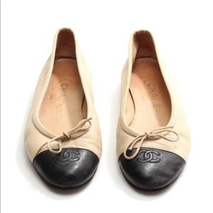 *Authentic* Chanel Ballet Cap Toe Flats